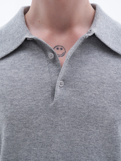 Filippa K Knitted Polo Shirt In Grey
