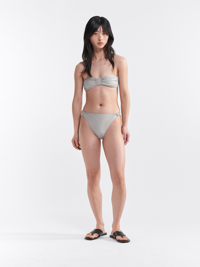 Filippa K Printed High Brief In Beige Stripe Print