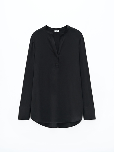 Filippa K Keyhole-collar Silk Blouse In Black