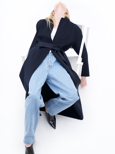 Filippa K Bailey Belted-wait Coat In Blue