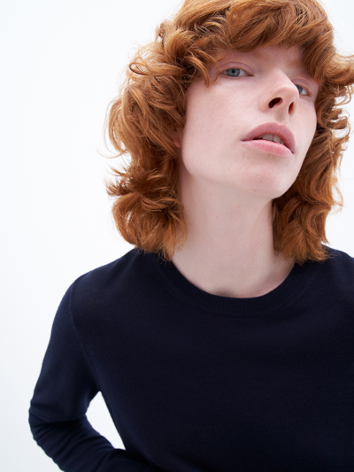 Filippa K Merino Round Neck Sweater In Blue