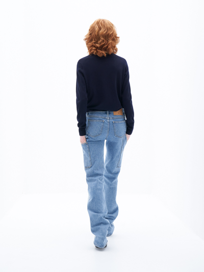 Filippa K Merino Round Neck Sweater In Blue