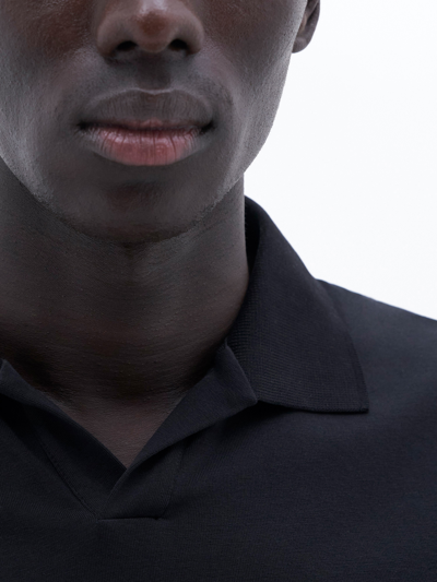 Filippa K Stretch Cotton Polo T-shirt In Black