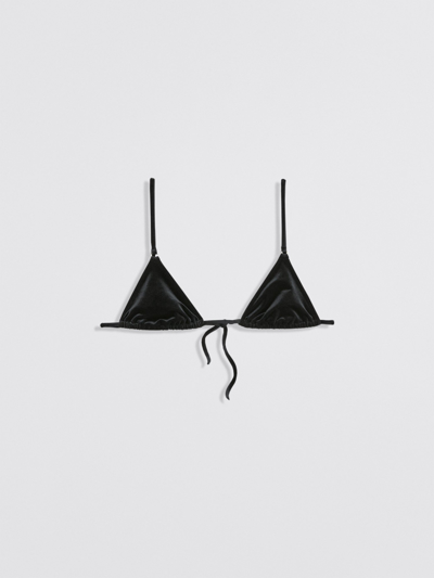 Shop Filippa K Triangle Bikini Top In Black Velvet