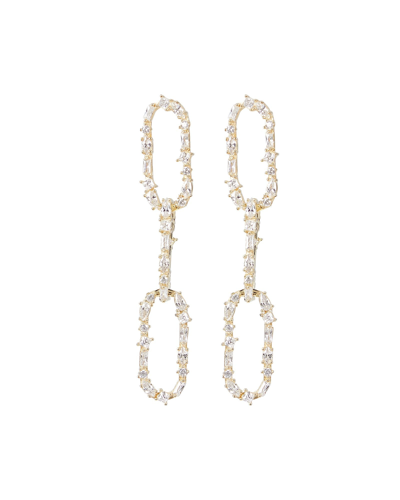 Shop Nickho Rey Queen Link Crystal Drop Earrings In Gold