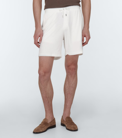 Shop Frescobol Carioca Augusto Terry Shorts In Ivory