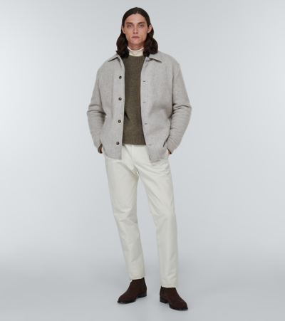 Shop Gabriela Hearst Argus Reversible Cashmere Jacket In Light Grey Melange
