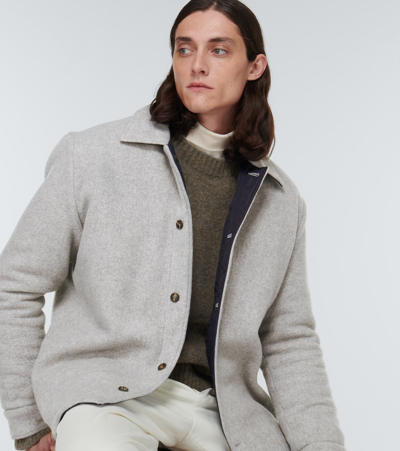 Shop Gabriela Hearst Argus Reversible Cashmere Jacket In Light Grey Melange