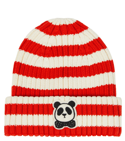 Shop Mini Rodini Ribbed-knit Cotton Beanie In Red