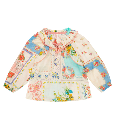 Shop Zimmermann Clover Printed Cotton Top In Patch Painted Floral