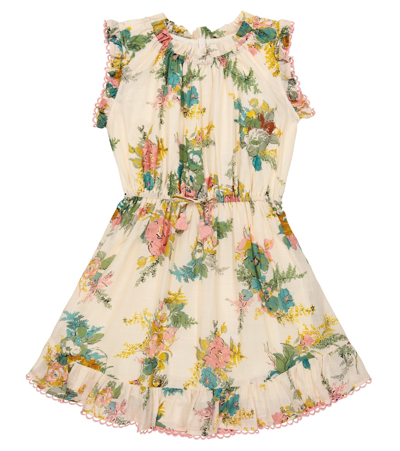 Shop Zimmermann Clover Floral Cotton Dress In Honey Peony Floral