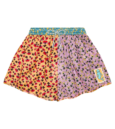 Shop Zimmermann Tiggy Floral Cotton Shorts In Spliced Ditsy Floral