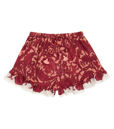Shop Zimmermann Paisley Cotton Shorts In Pink/peach Paisley