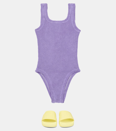 Shop Hunza G Classic Swimsuit In Lilac