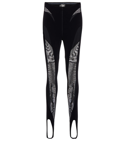 Shop Wolford X Mugler Flock Shaping Paneled Stirrup Leggings In Black