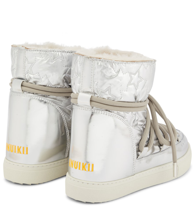 Inuikii Sneaker Star Wedge Metallic Snow Boots In Silver