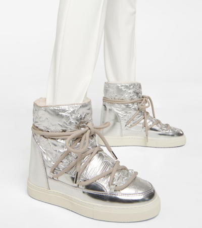 Shop Inuikii Sneaker Star Wedge Metallic Snow Boots In Silver