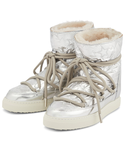 Shop Inuikii Sneaker Star Wedge Metallic Snow Boots In Silver