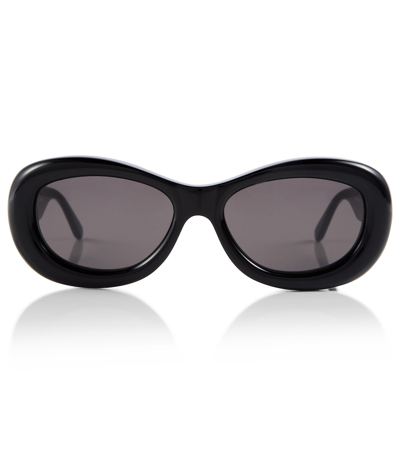 Shop Courrèges Oval Acetate Sunglasses In Black