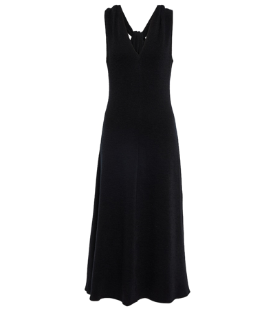 Shop Vince Twisted Back Wool-blend Halter Dress In Black-001blk