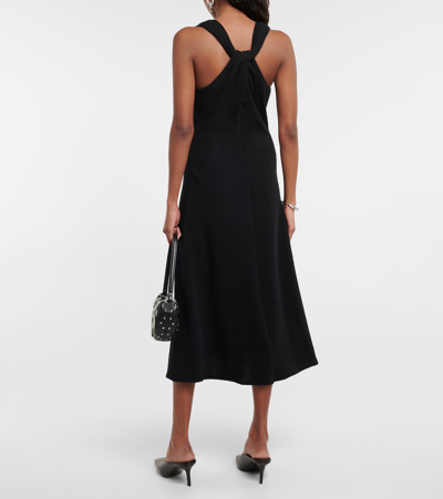 Shop Vince Twisted Back Wool-blend Halter Dress In Black-001blk