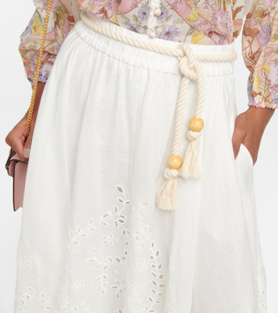 Shop Zimmermann Clover Broderie Anglaise Linen Skirt In Ivory