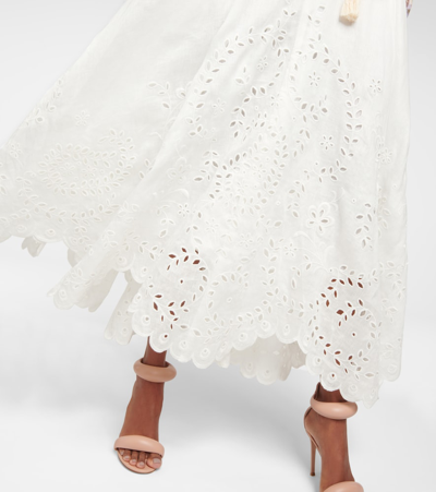 Shop Zimmermann Clover Broderie Anglaise Linen Skirt In Ivory