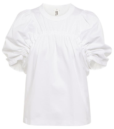 Shop Noir Kei Ninomiya Ruched Cotton Top In White