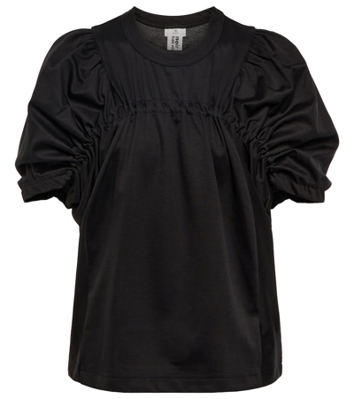 Shop Noir Kei Ninomiya Ruched Cotton Top In Black