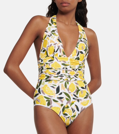 Shop Rebecca Vallance Amarilla Printed Halterneck Swimsuit