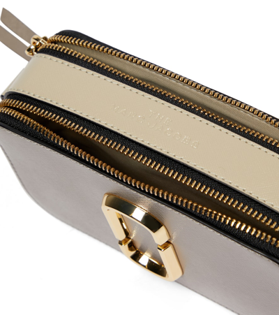 Snapshot Zebra Strap Colour Block Leather Camera Bag In Dove Multi/gold