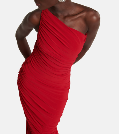 Shop Norma Kamali Diana Ruched Fishtail Gown In Red