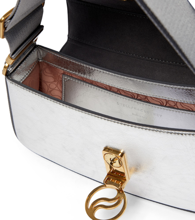 Shop Stella Mccartney S-wave Metallic Shoulder Bag In Silver