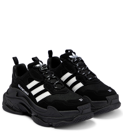 Shop Balenciaga X Adidas Triple S Sneakers In Black/white