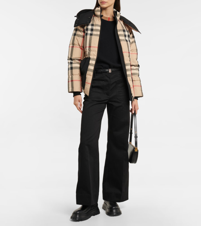 Shop Burberry Archive Check Puffer Jacket In Archive Beige Ip Chk