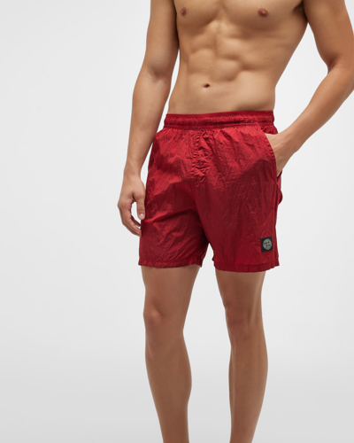 Shop Stone Island Men's Nylon Swim Shorts In Charcoal