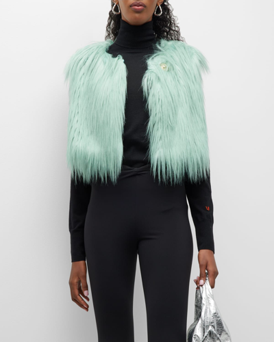 Shop Alabama Muse Lanny Faux Fur Vest In Light Green
