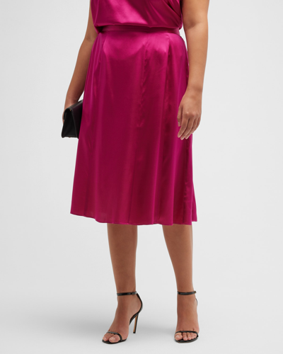 Shop Gabriella Rossetti Bellini Silk Charmeuse Midi Skirt In Rasberry