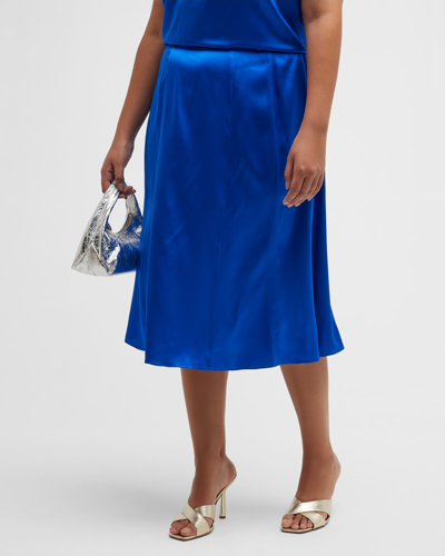 Shop Gabriella Rossetti Bellini Silk Charmeuse Midi Skirt In Royal Blue