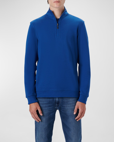Shop Bugatchi Men's Reversible Quarter-zip Sweater In French Blu
