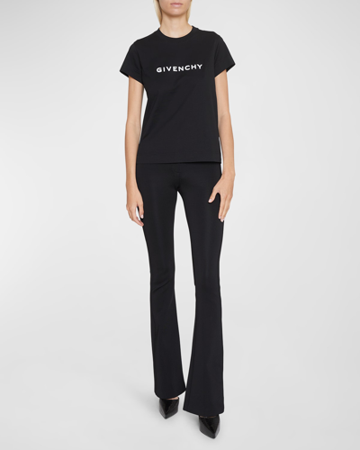 Shop Givenchy 4g Logo Embroidered Fitted T-shirt In Black