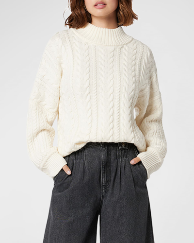 Shop Joie Maja Cable Wool Turtleneck Sweater In Porcelain Paisley