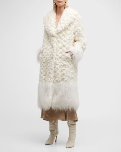 Shop Alabama Muse Mick Faux Fur Long Coat In Milk