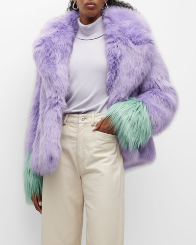 Shop Alabama Muse Kate Faux Fur Short Coat In Lilac