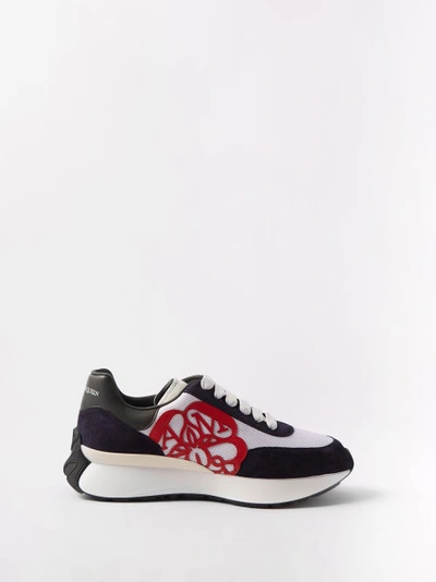 Shop Alexander Mcqueen Sprint Runner Leather Trainers In Black White Red