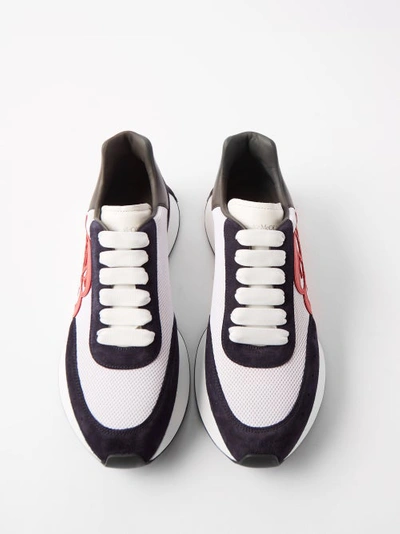 Shop Alexander Mcqueen Sprint Runner Leather Trainers In Black White Red