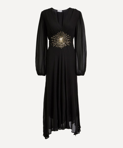 Shop Rixo London Rixo Women's Christie Dress In Black Star Embellishment