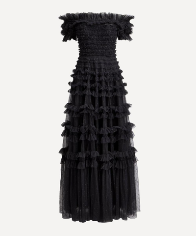 Shop Needle & Thread Women's Lisette Ruffle Gown In Graphite
