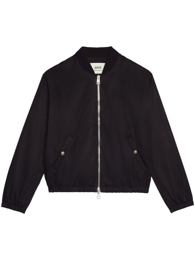 Ami De Coeur Zip-up Bomber Jacket In Black
