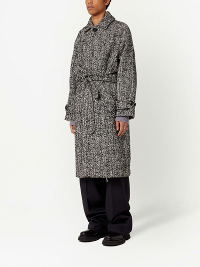 Shop Ami Alexandre Mattiussi Marl Belted Coat In Black